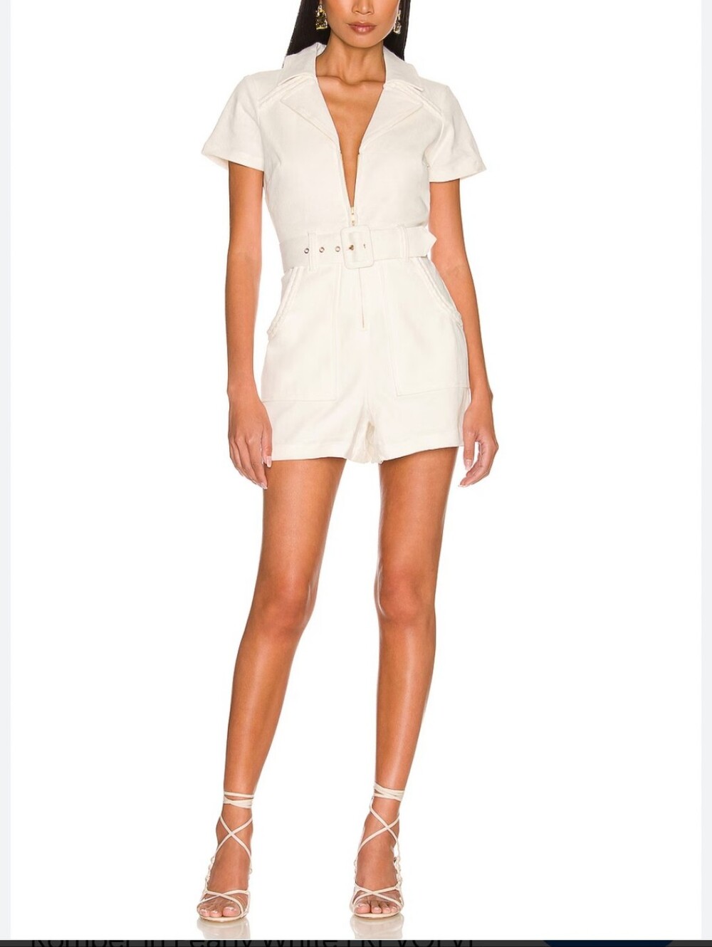 Show Me Your MuMu Cream Short Utility Romper with Belt size S good condition.